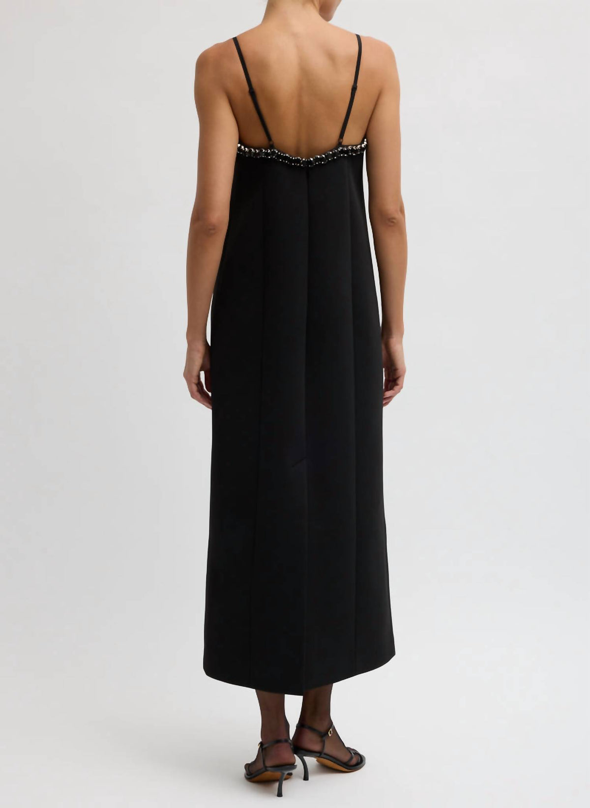 Tibi - Bonded Twill Beaded Strappy Dress