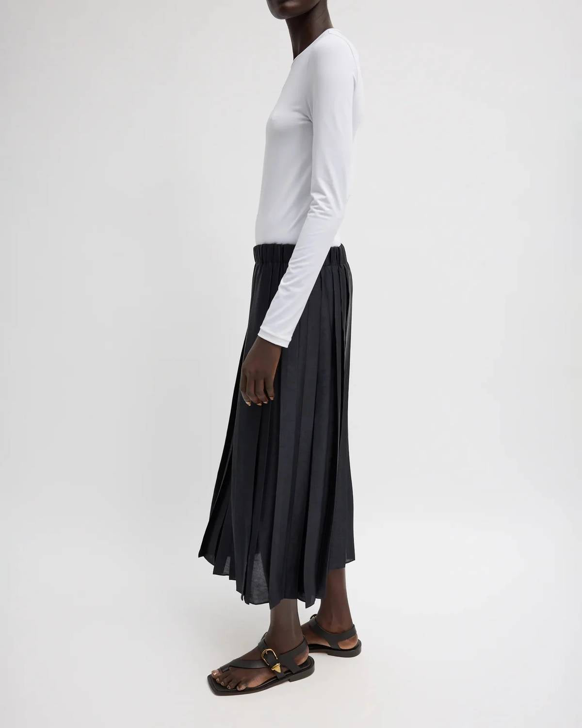 Tibi - Feather Weight Pleated Pull On Skirt