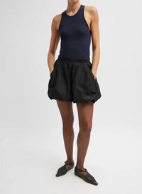 Tibi - Italian Sporty Nylon Bubble Short - black - clothing - high - waist