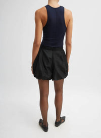 Tibi - Italian Sporty Nylon Bubble Short - black - clothing - high - waist