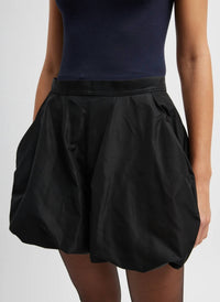 Tibi - Italian Sporty Nylon Bubble Short - black - clothing - high - waist
