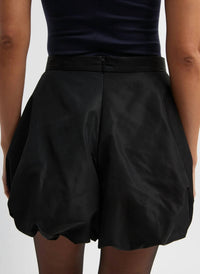 Tibi - Italian Sporty Nylon Bubble Short - black - clothing - high - waist