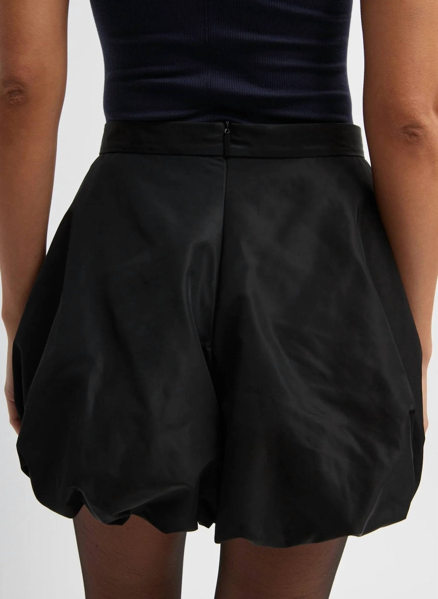 Tibi - Italian Sporty Nylon Bubble Short - black - clothing - high - waist