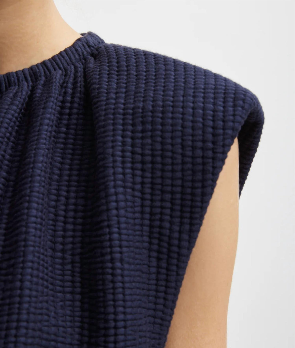 Tibi - Quilted Waffle Shirred Neck Top