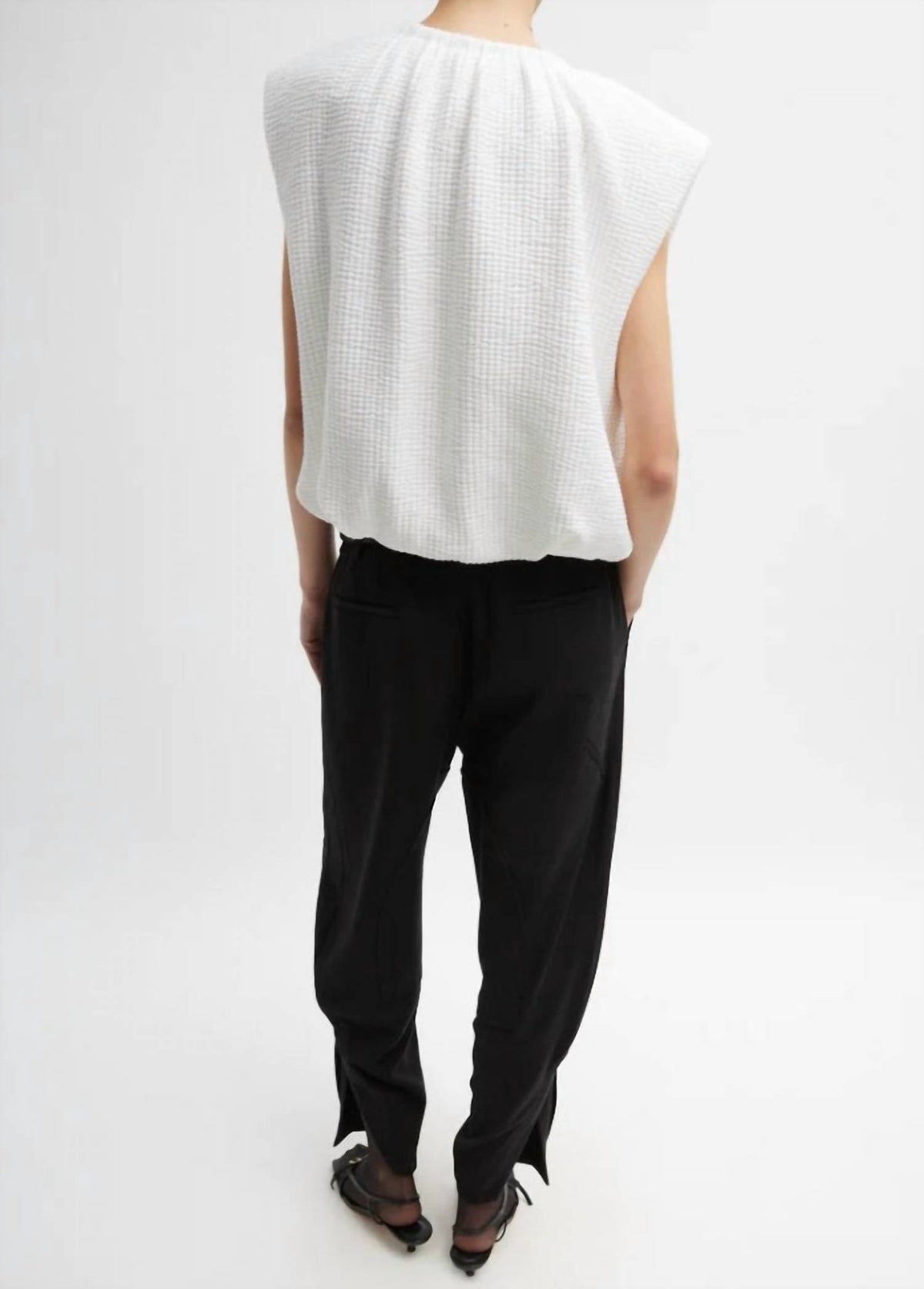 Tibi - Quilted Waffle Shirred Neck Top