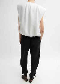 Tibi - Quilted Waffle Shirred Neck Top - blouses - clothing - cotton