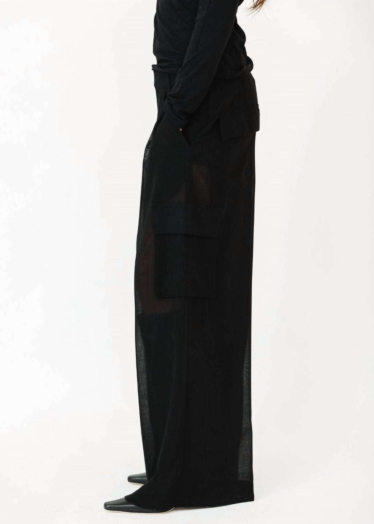 Tibi - Sheer Wool Gauze Triple Pleat Pant