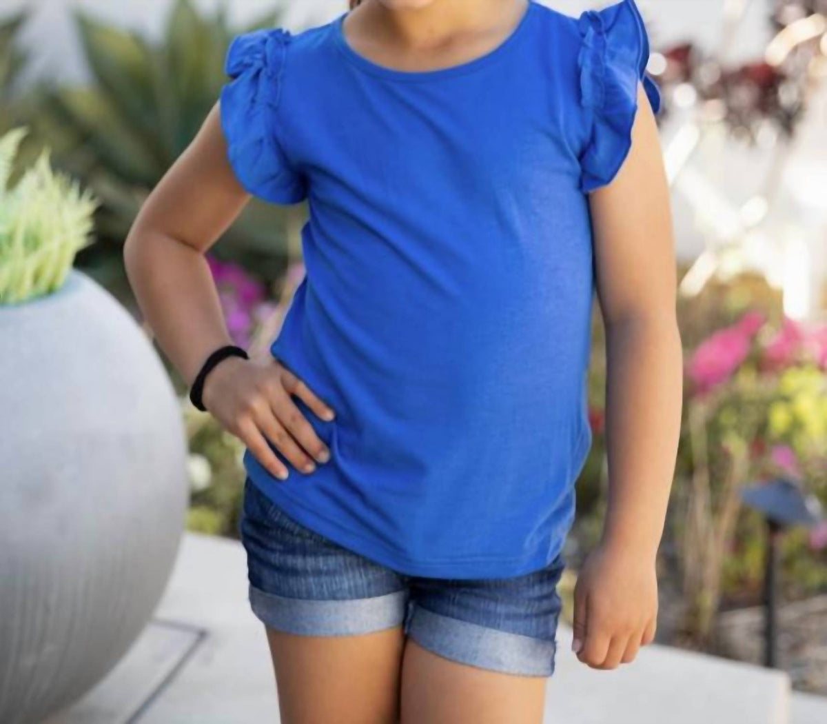 Tickled Teal - Ruffle Sleeve Blouse