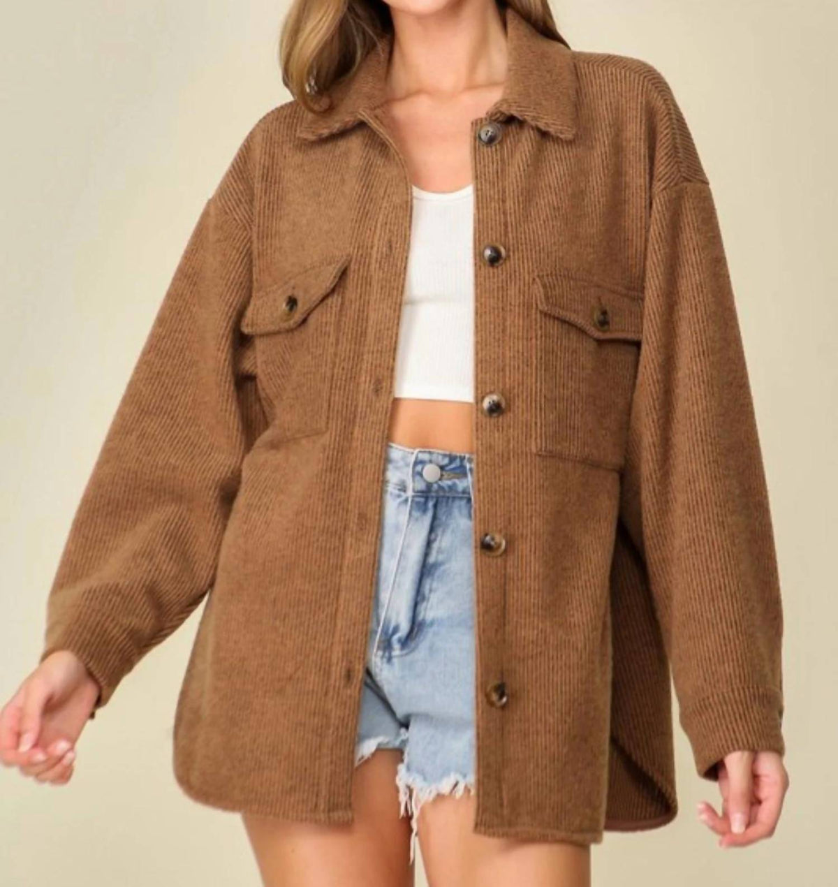 Timing - Cozy Soft Waffle Oversized Shacket