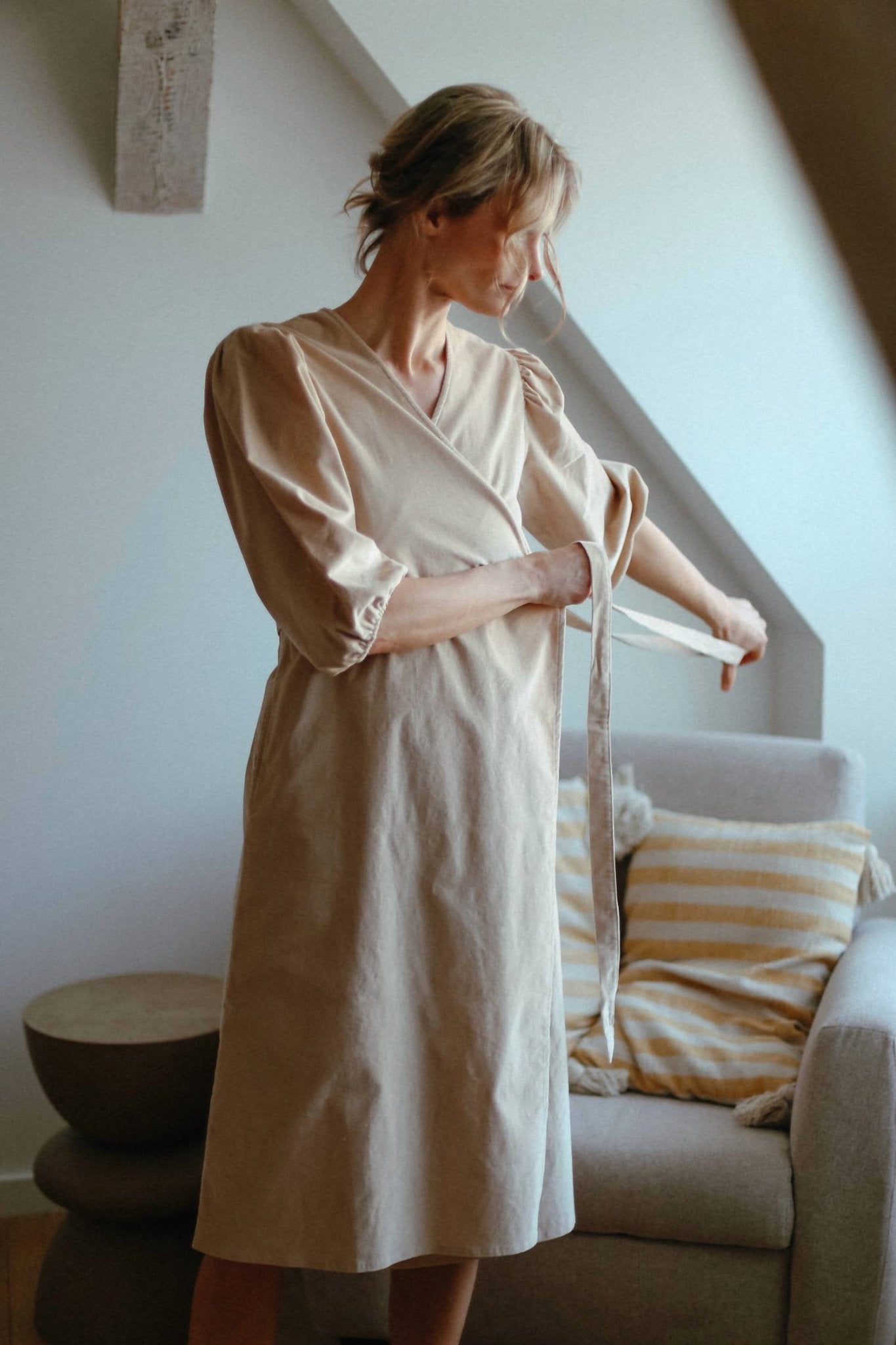 Tiny Bunny - Tiny Bunny Wrap Dress - beige - casual - dress - clothing