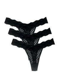 Titov - Women's One Size 3 Pack Lace Thongs