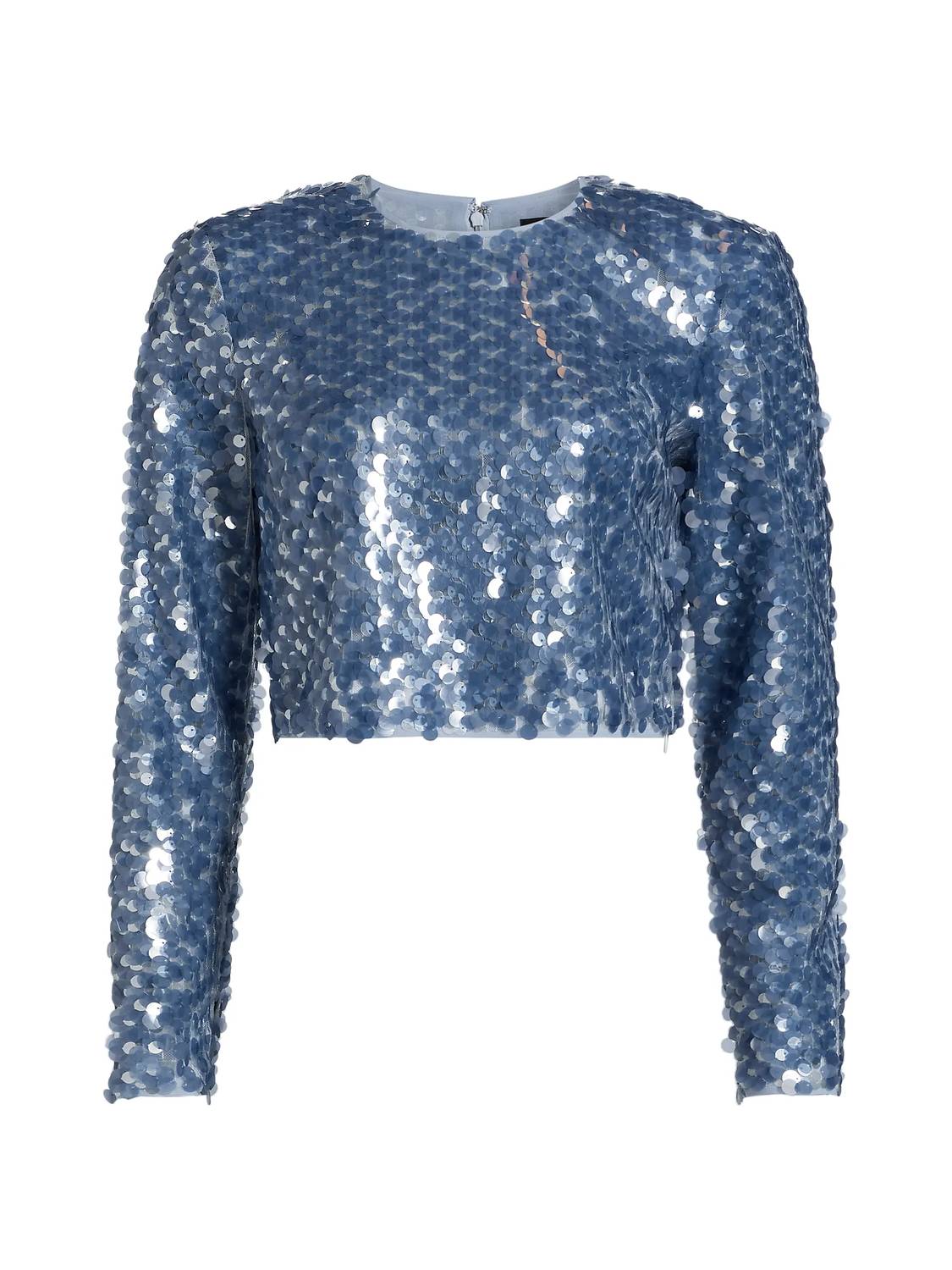 Toccin - Anaya Sequined Long - sleeve Top - blouses - blue - clothing