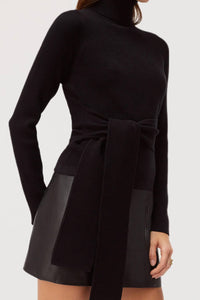 Toccin - Brielle Long Sleeve Tie-front Turtleneck Top