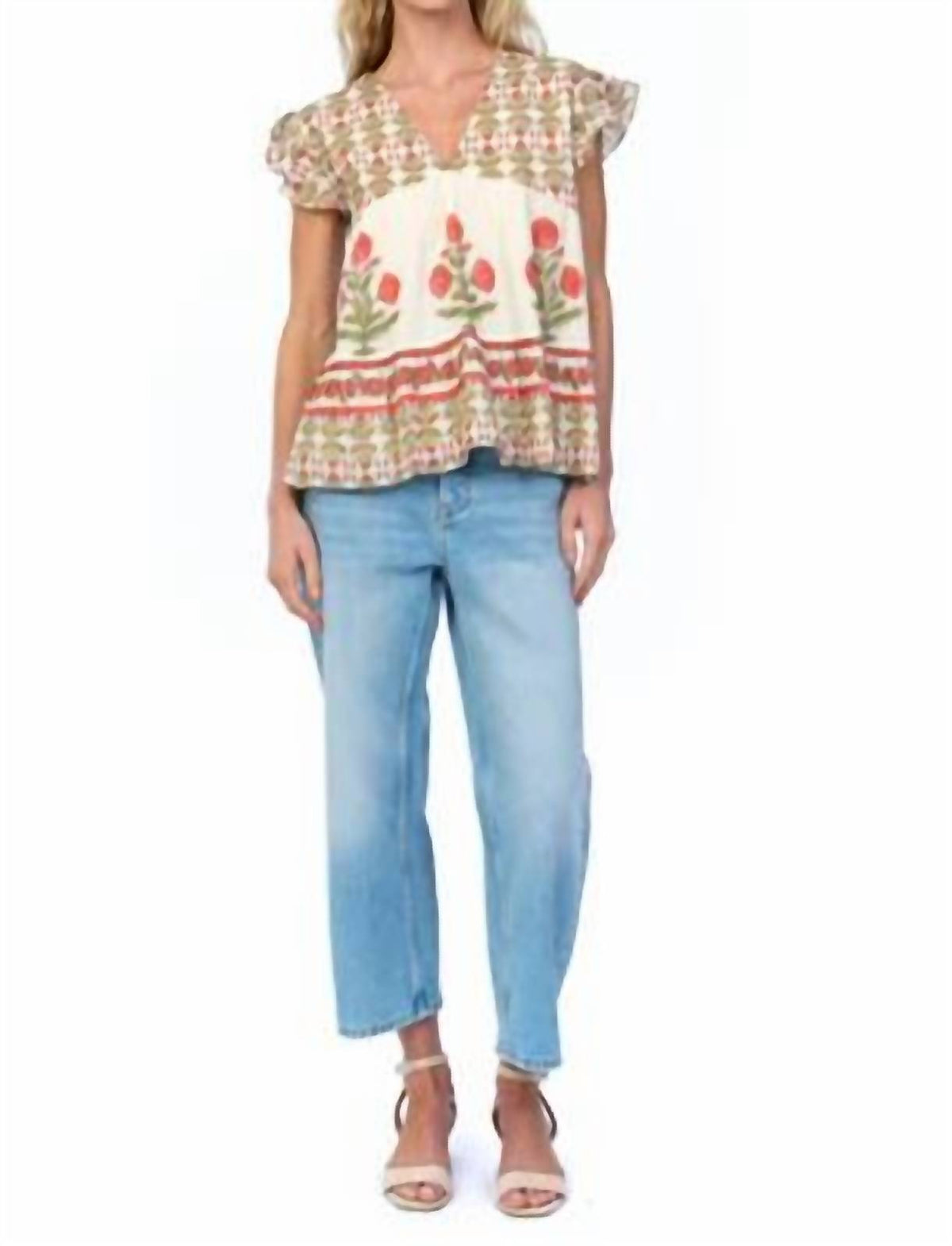 Tolani - Cal Flora Flutter Sleeve Top