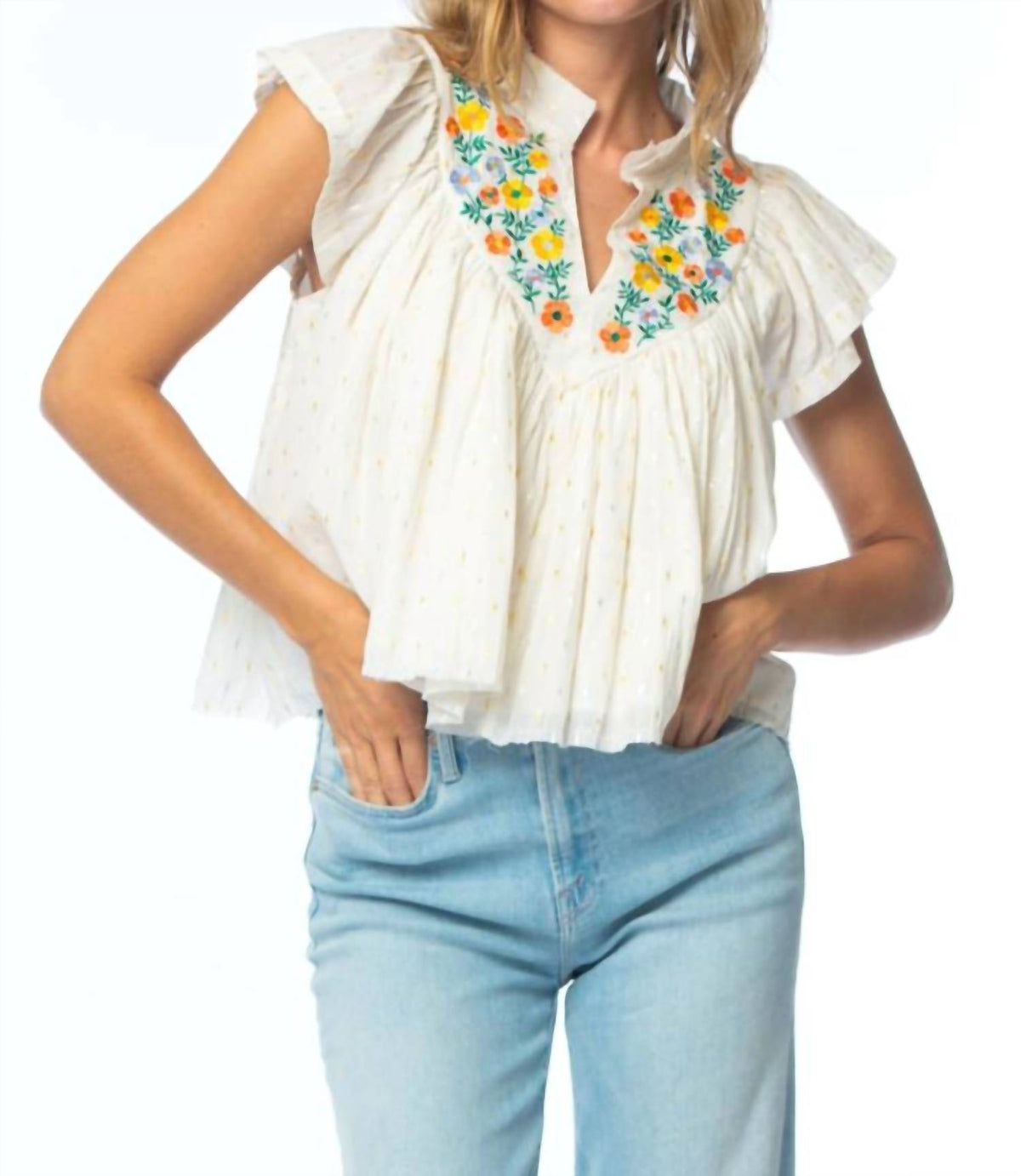 Tolani - Olene Embroidered Top