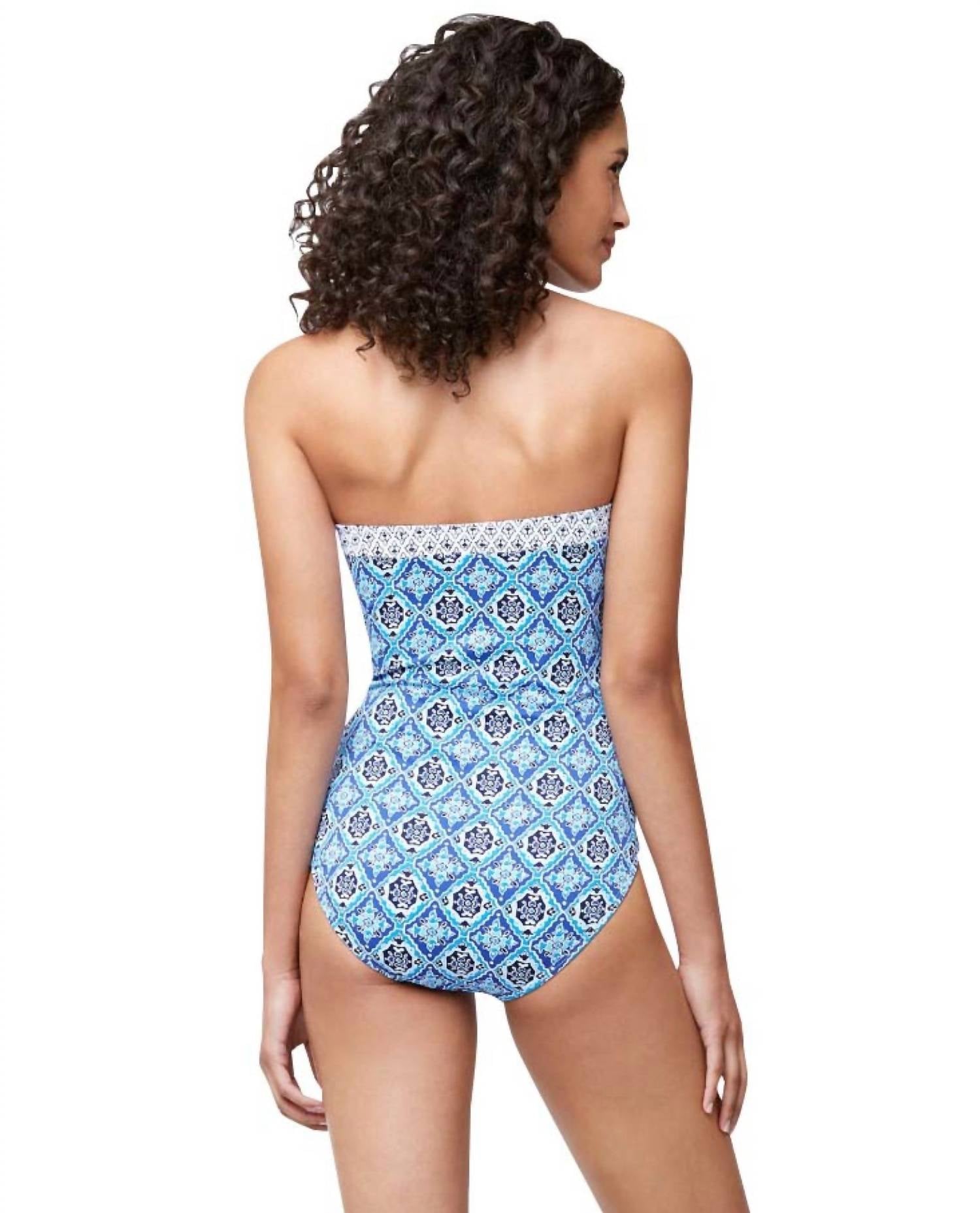 Tommy Bahama - Bandeau One Piece Swimsuit - blue - clothing - nylon - blend