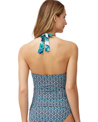 Tommy Bahama - Breezy Palms Reversible Halter Tankini Top - bikinis - blue - clothing
