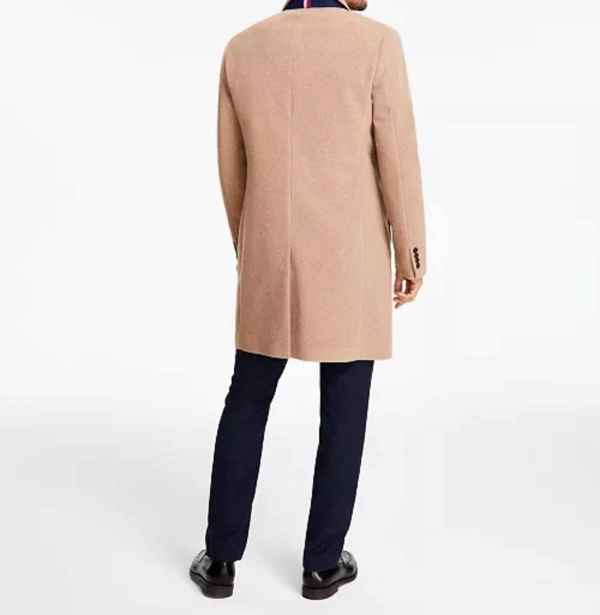 Tommy Hilfiger - Men's Addison Wool Blend Trim Fit Overcoat