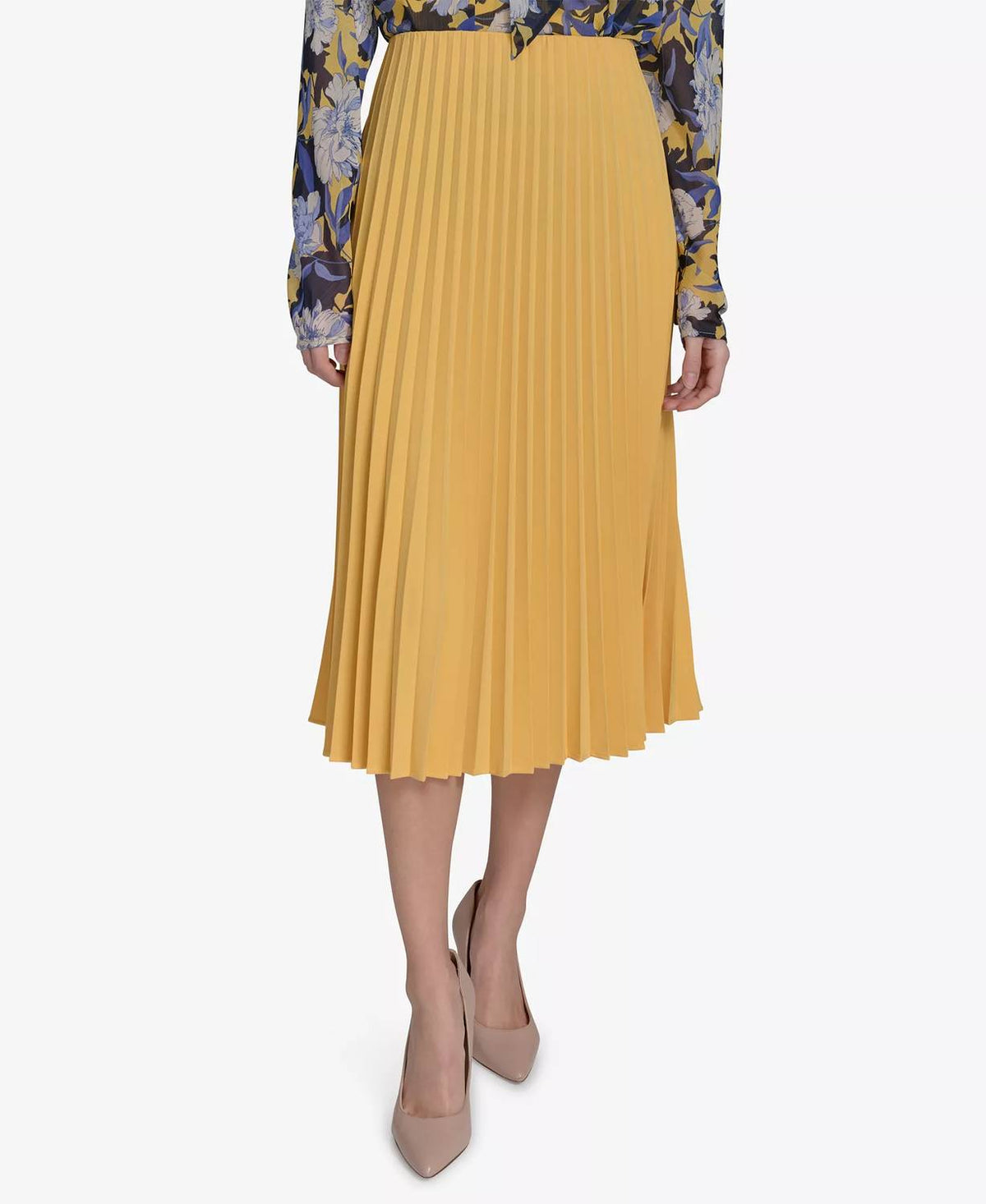 Tommy Hilfiger - Solid Pleated Pull-on Midi Skirt