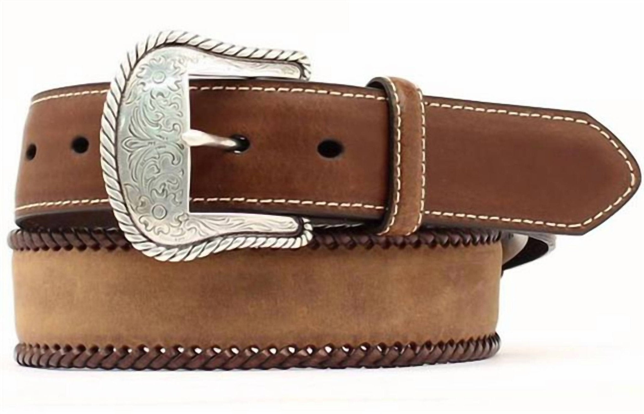 Top Hand Brand - Men's Nocona Laced Edged Leather Belt - accessories - belts - brown