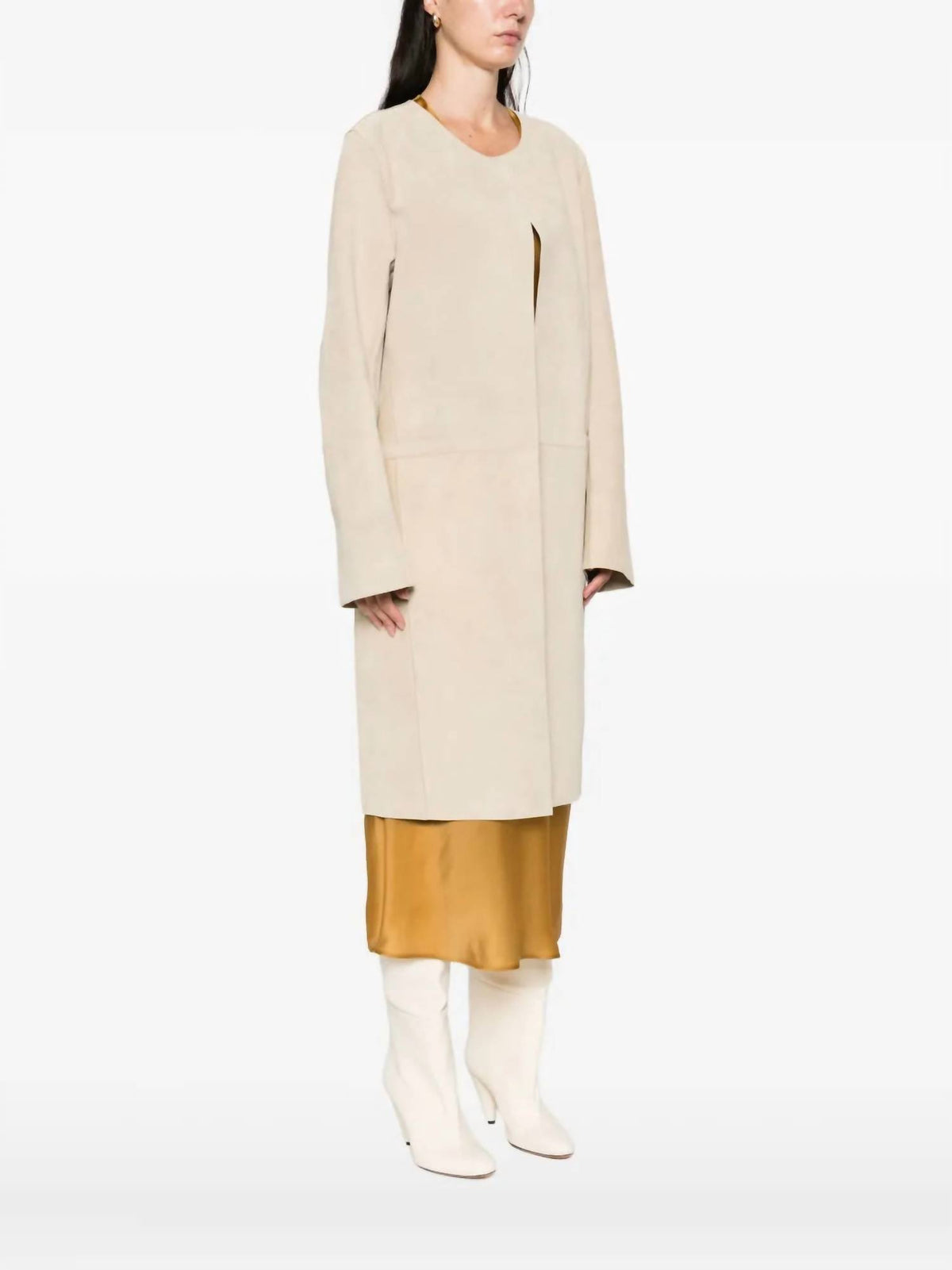 Toteme - Collarless Suede Coat