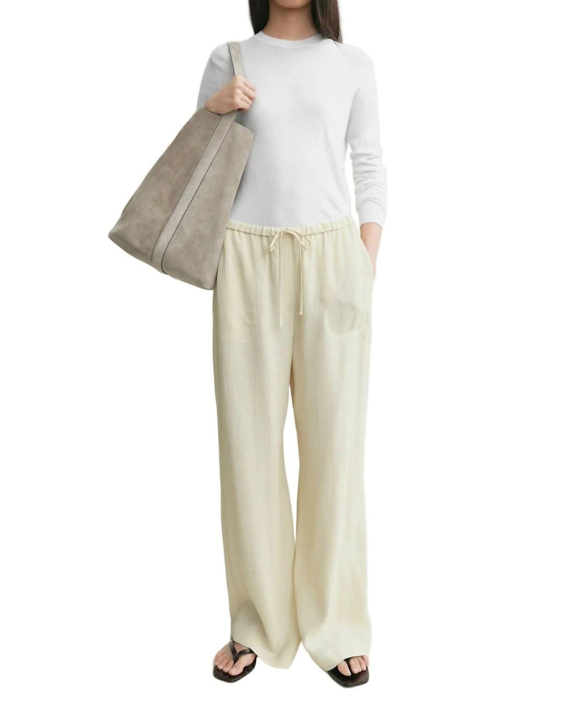 Toteme - Woven Drawstring Stripe Trousers