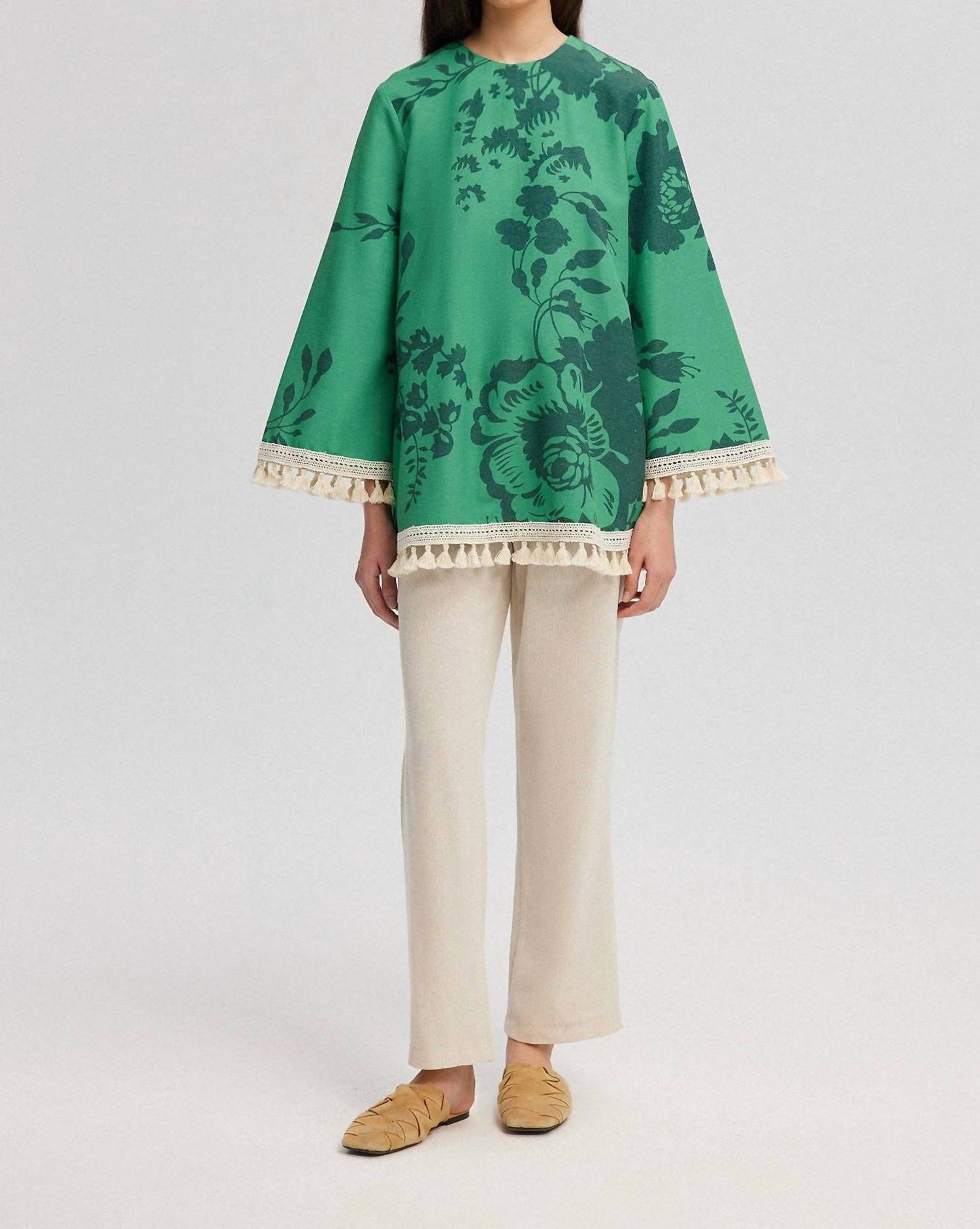 Touché - Tunic With Fringe Lacework Detail - clothing - cotton - floral