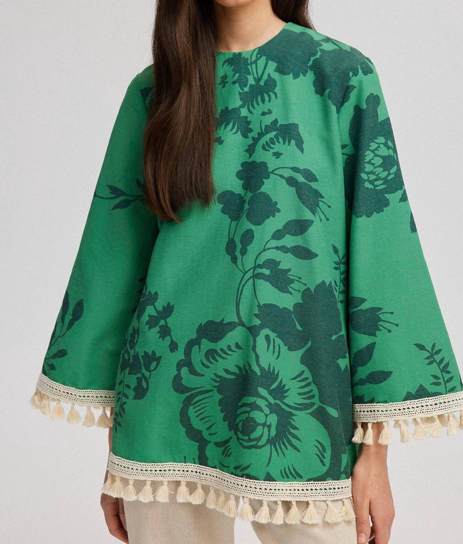 Touché - Tunic With Fringe Lacework Detail - clothing - cotton - floral