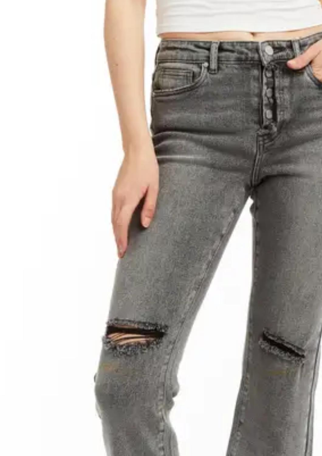 Tractr - Button Me Up High Rise Crop Jeans - ankle - clothing - cropped