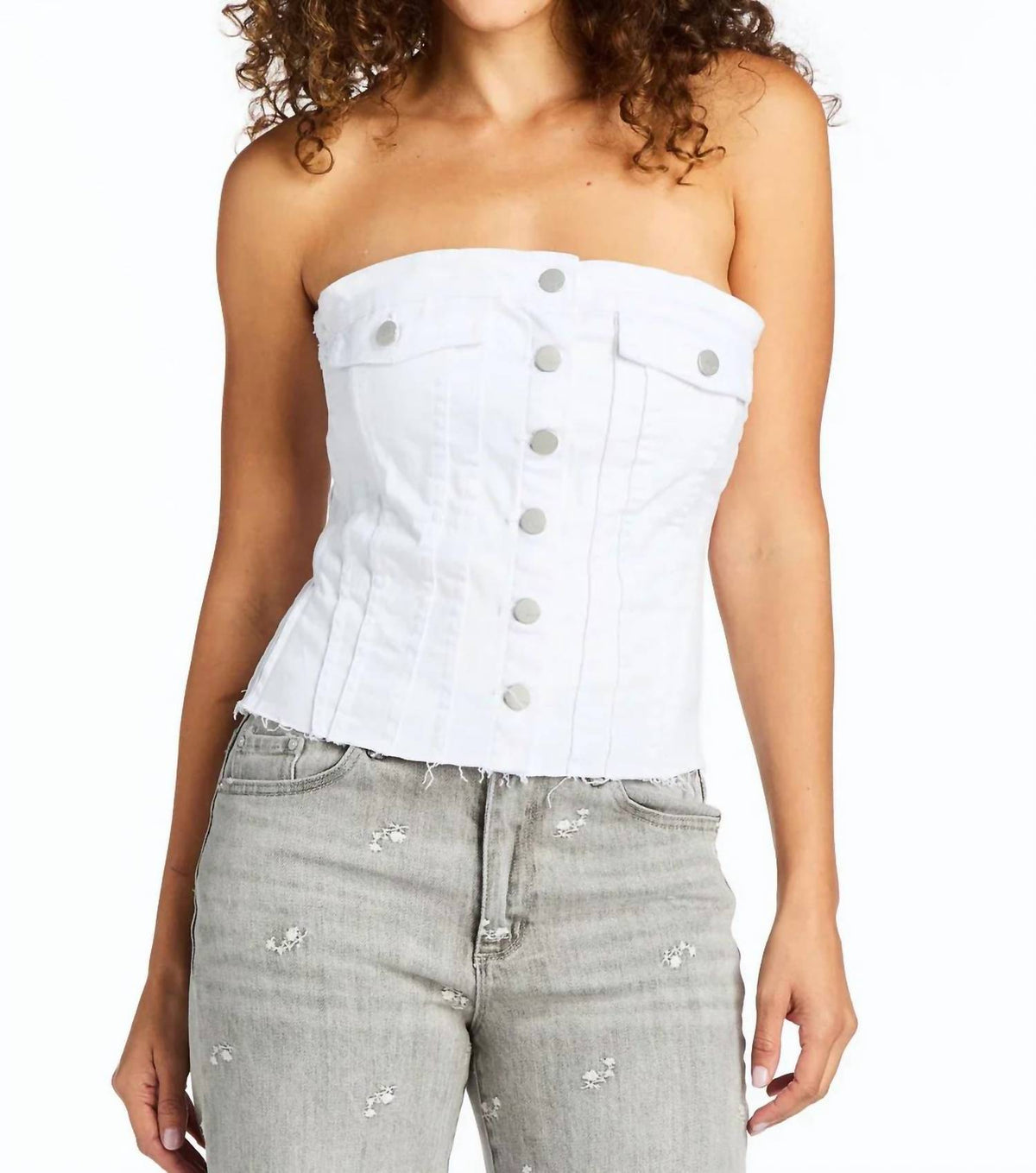 Tractr - Denim Strapless Corset Top
