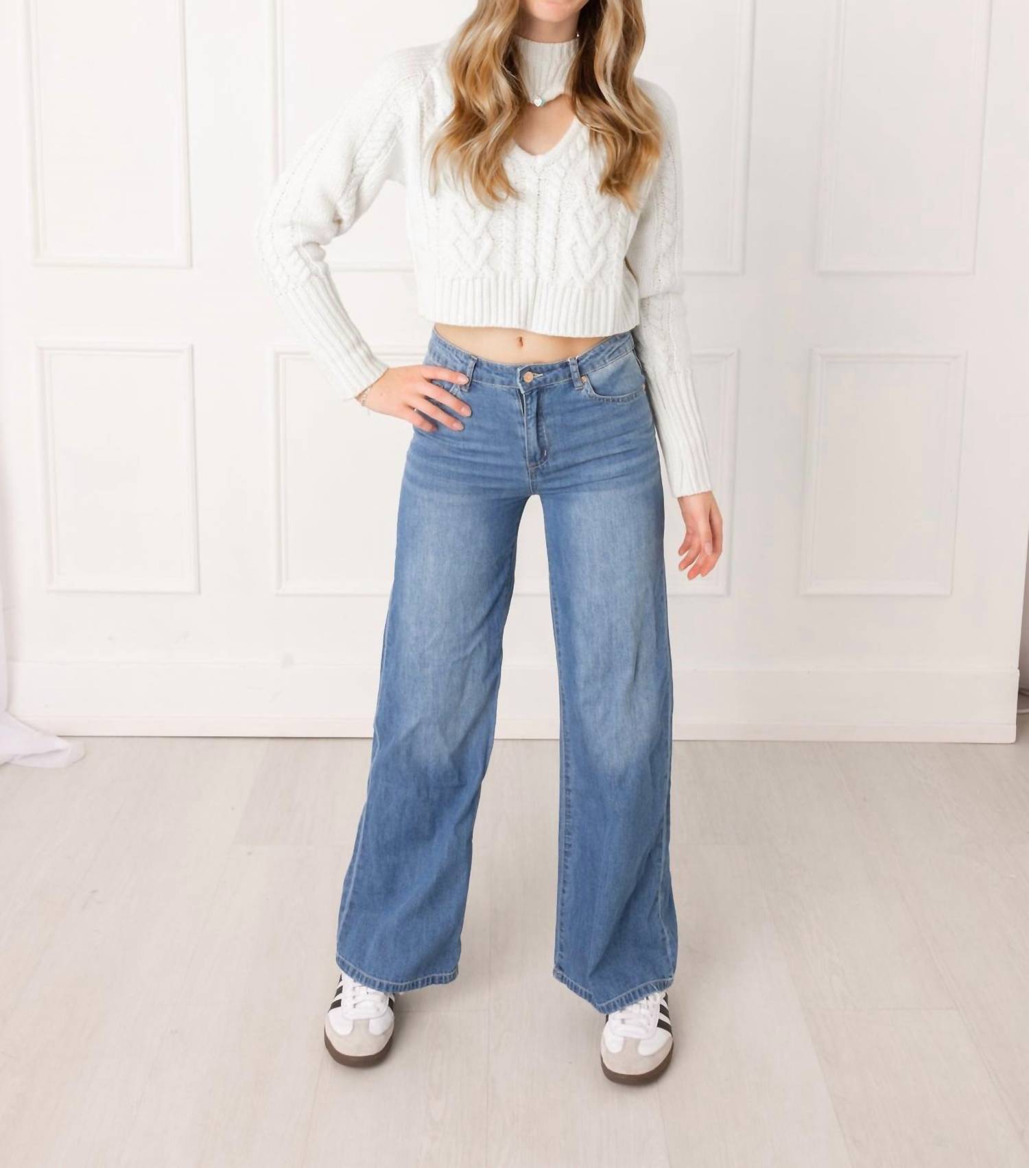 Tractr - Girls Basic Wide Leg Jeans - blue - bottoms - clothing