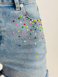 Tractr - Girl's Colorful Dot Denim Short