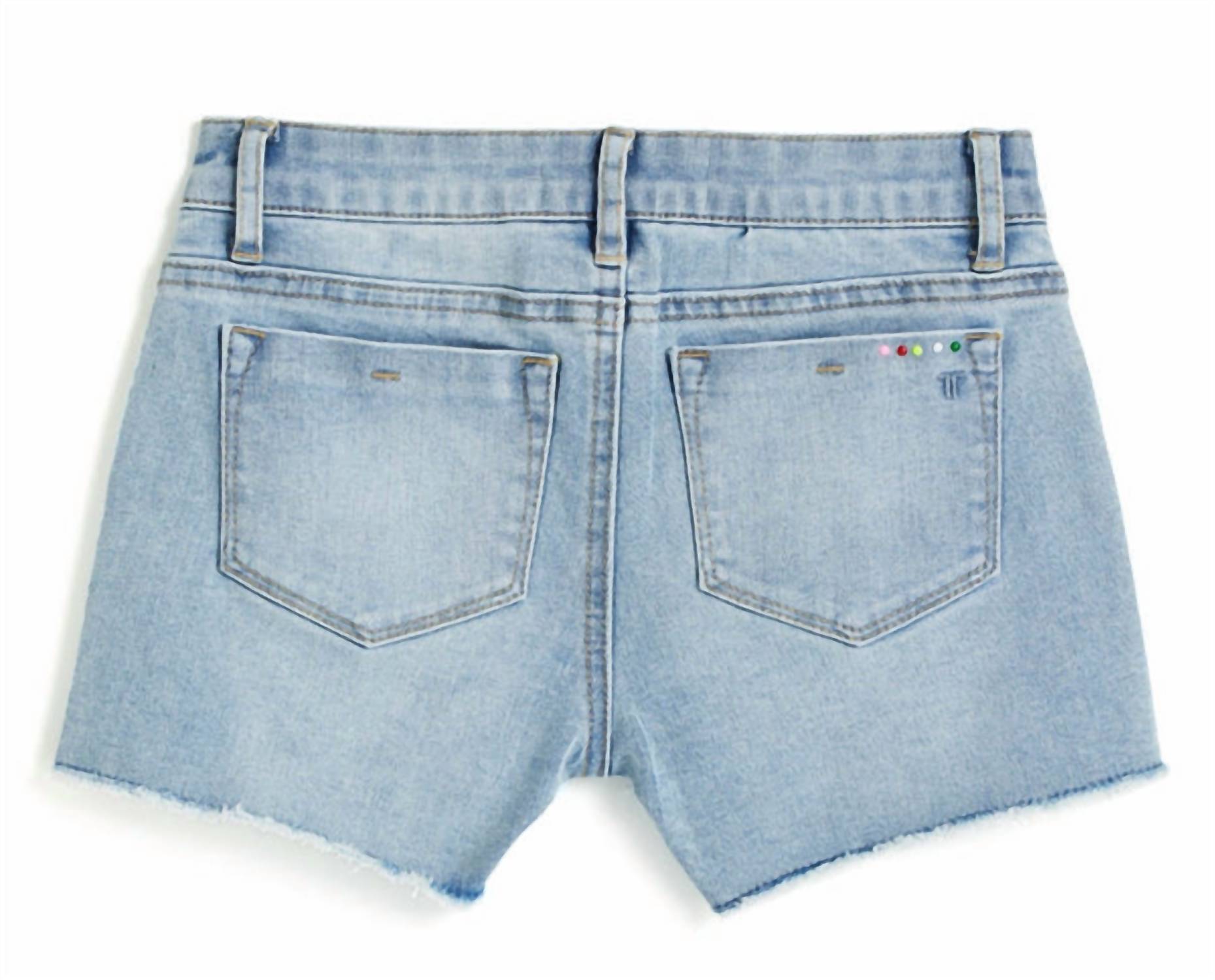 Tractr - Girl's Colorful Dot Denim Short - blue - bottoms - clothing