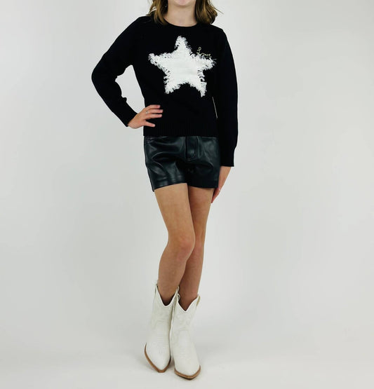 Tractr - Girl's High Rise Faux Leather Short - black - bottoms - clothing