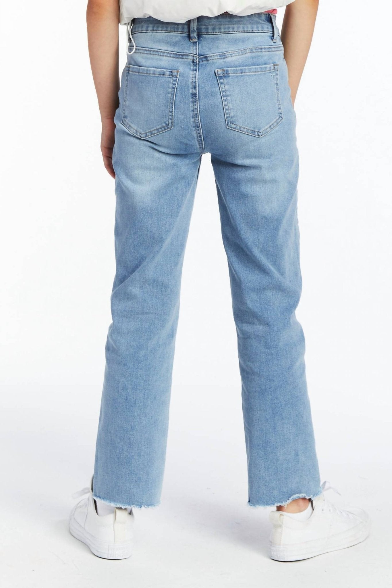 Tractr - Girls High Rise Straight Slim Fit Jeans - blue - bottoms - clothing