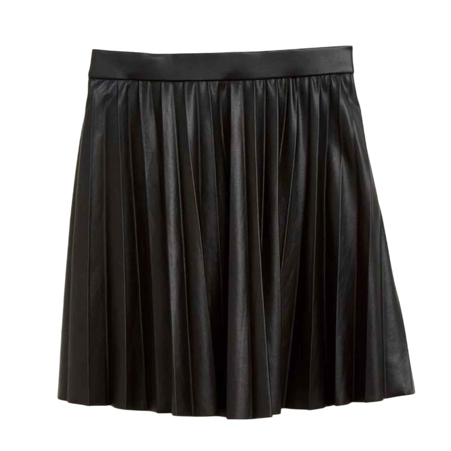 Tractr - Girl's Pleated Faux Leather Skirt - black - bottoms - clothing