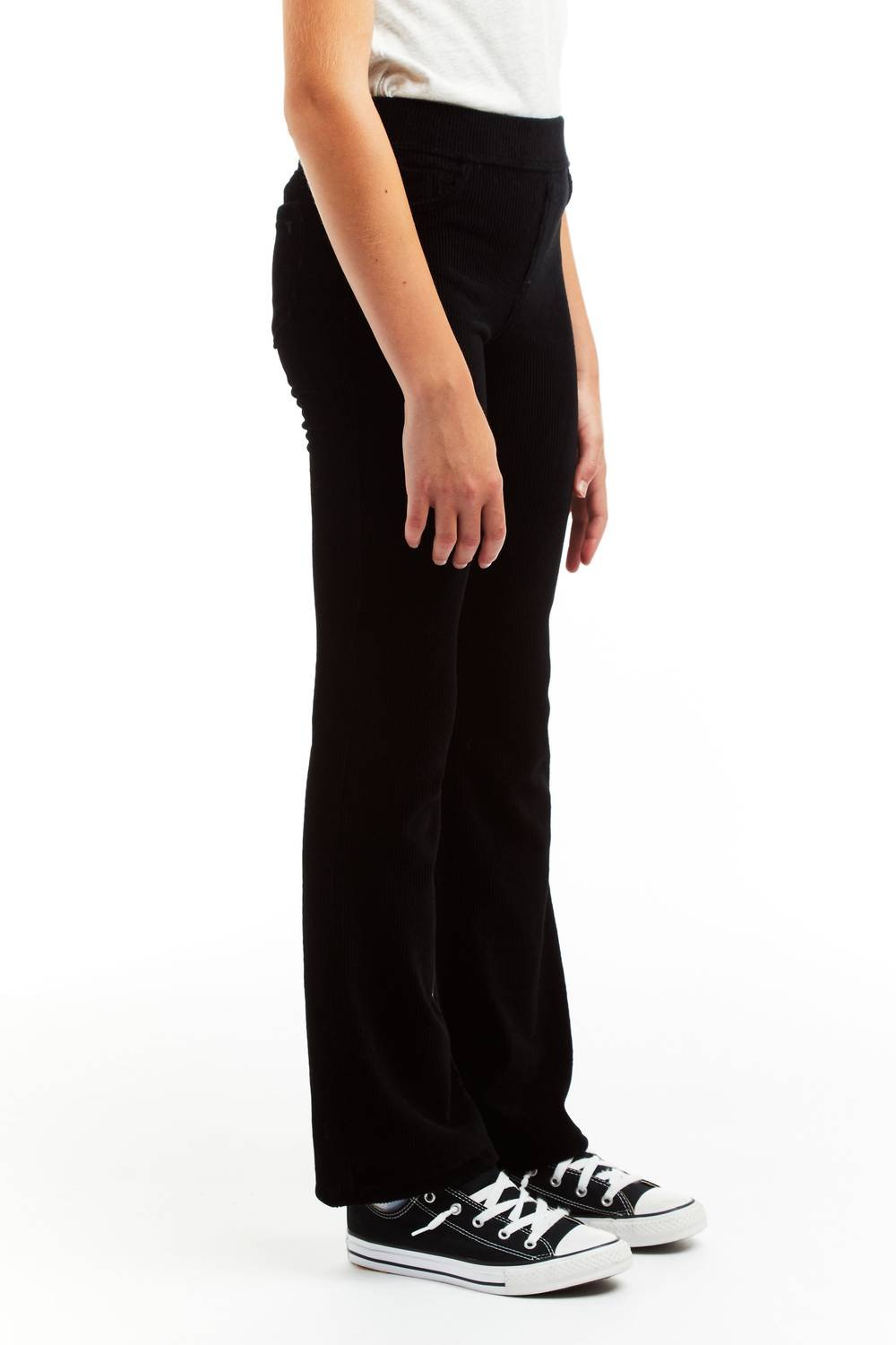 Tractr - Girl's Pull On Knit Corduroy Flare Pant - black - bottoms - casual