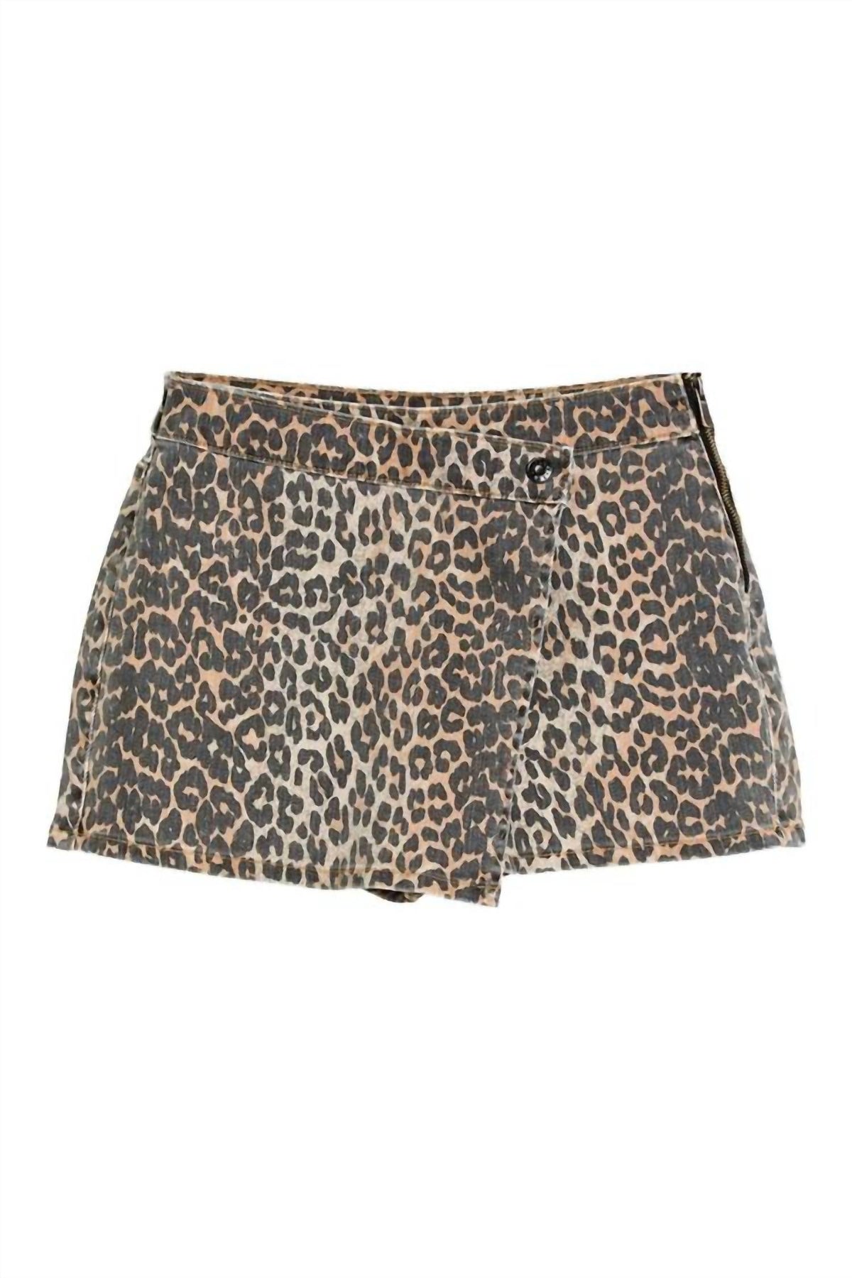 Tractr - Women's Leopard Overlap Skort