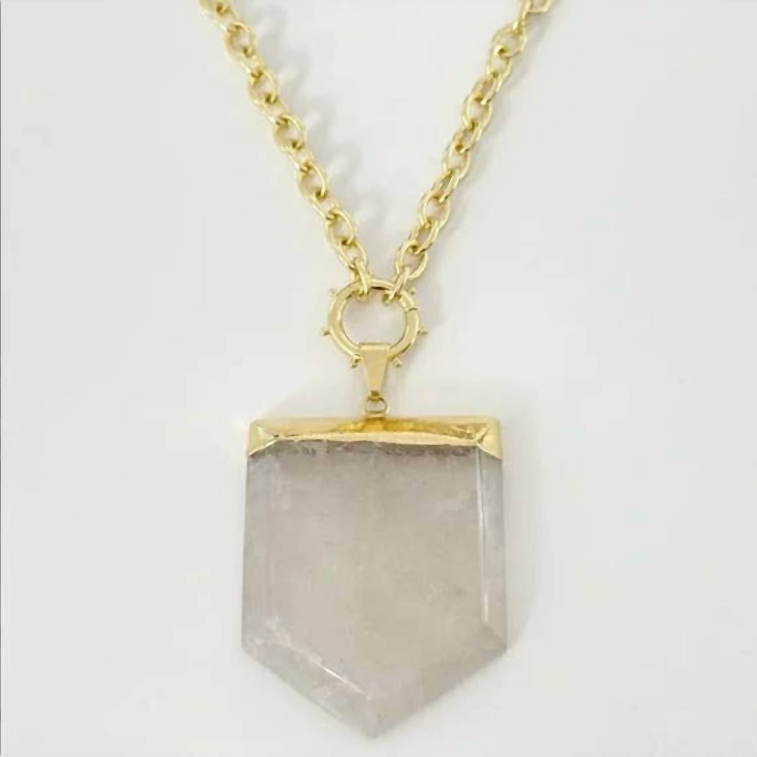 Tramps+Thieves - Shield Crystal Necklace - gold - jewelry - necklaces