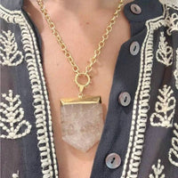 Tramps+Thieves - Shield Crystal Necklace - gold - jewelry - necklaces