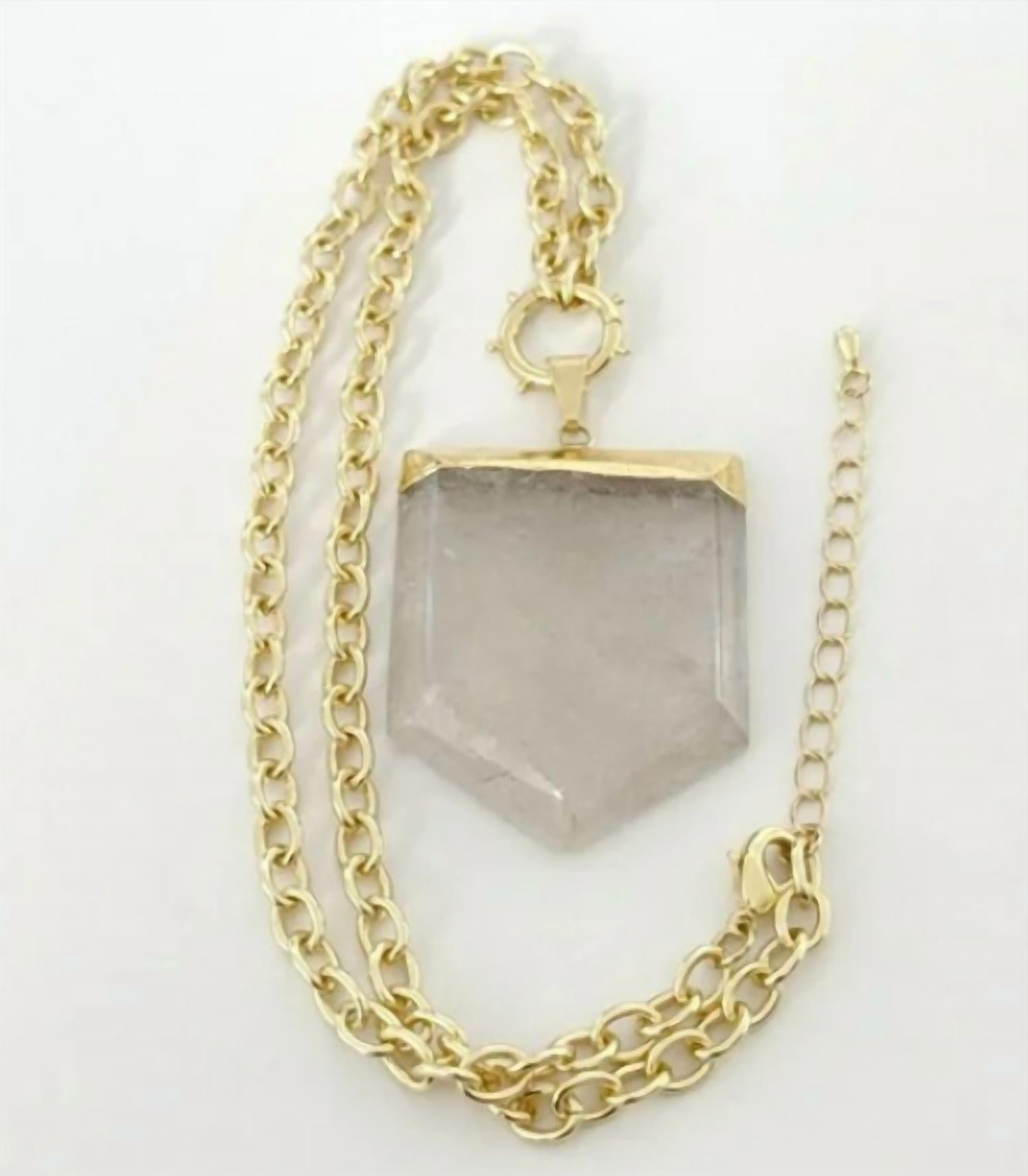Tramps+Thieves - Shield Crystal Necklace - gold - jewelry - necklaces