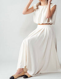 Trend:Notes - High Waisted Pleated Maxi Skirt