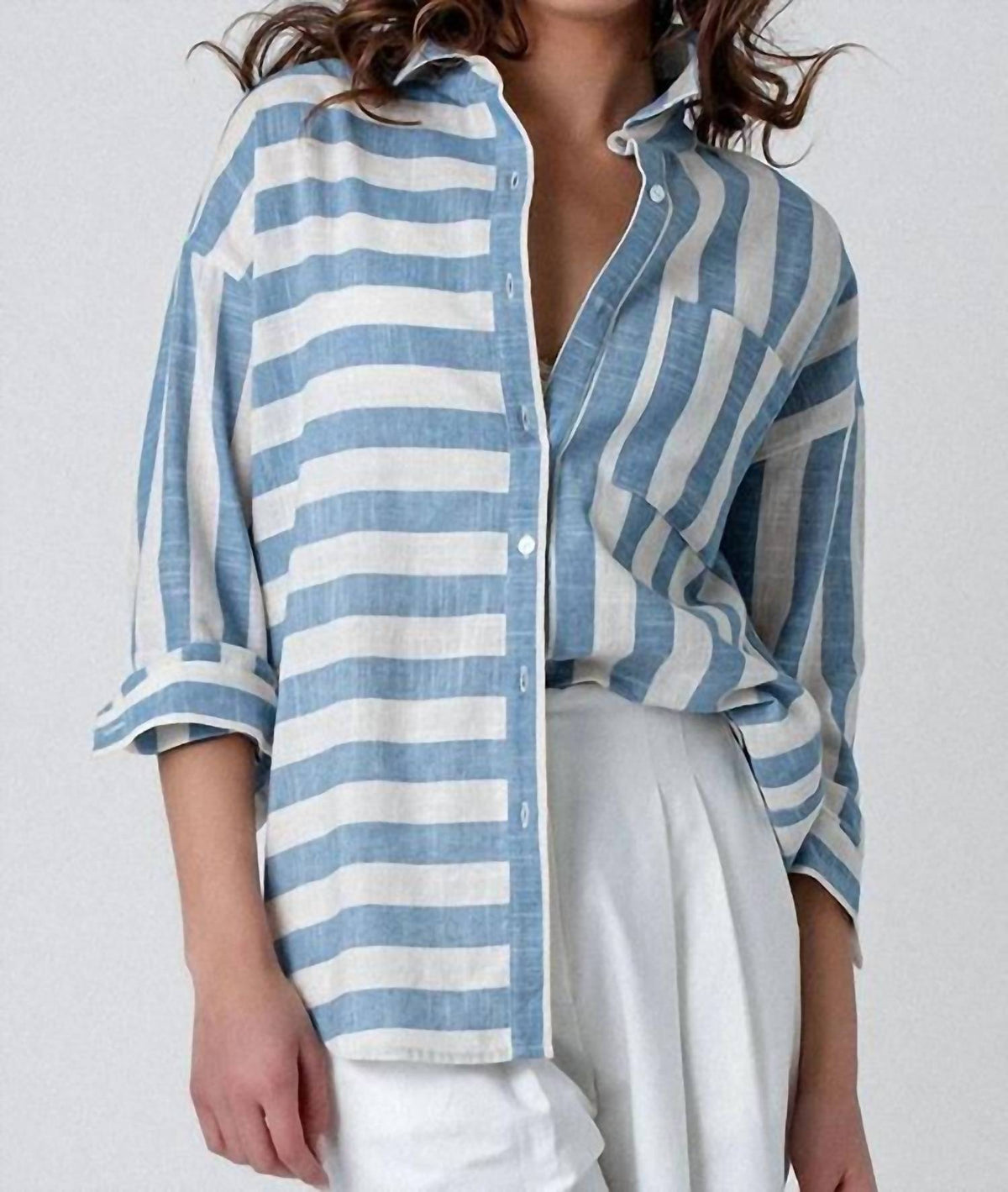 Trend:Notes - Striped Oversized Button Down Shirt
