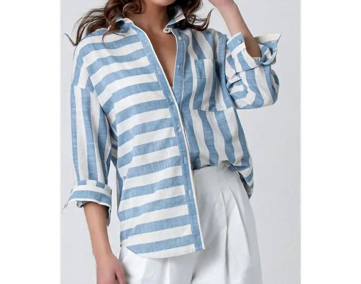 Trend:Notes - Striped Oversized Button Down Shirt