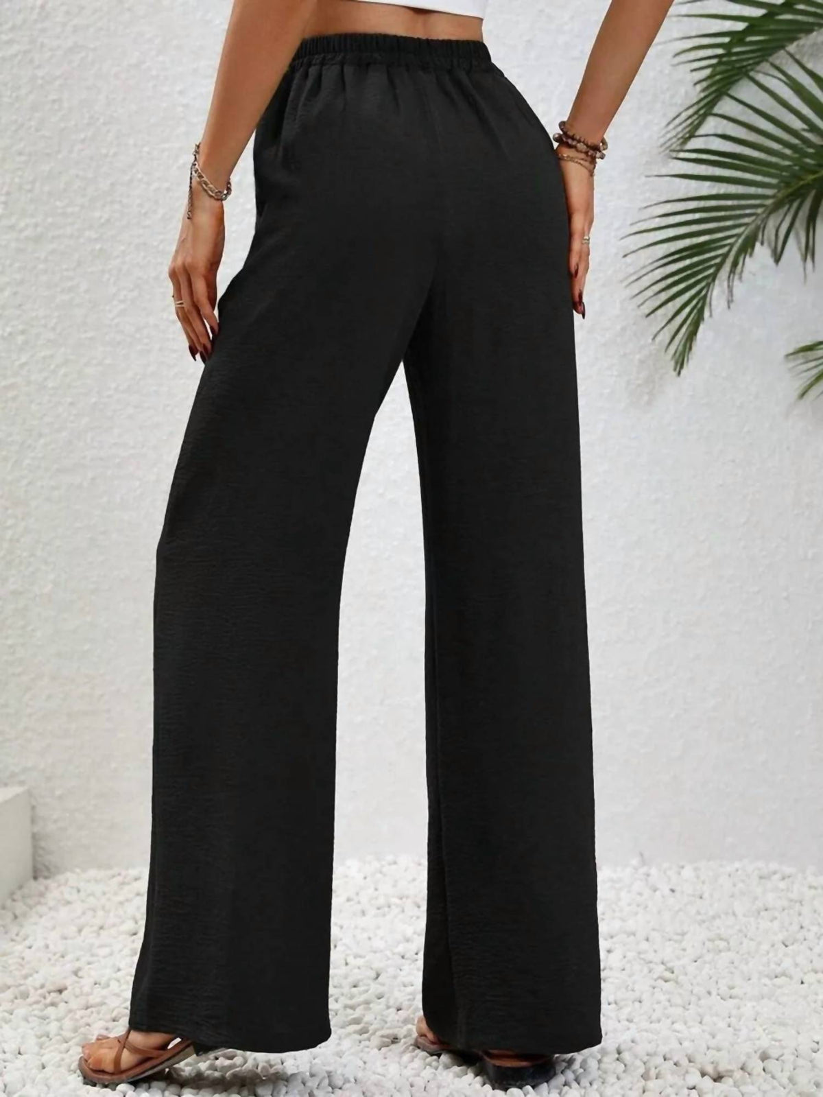 Trendsi - Casual Drawstring Wide Leg Pants