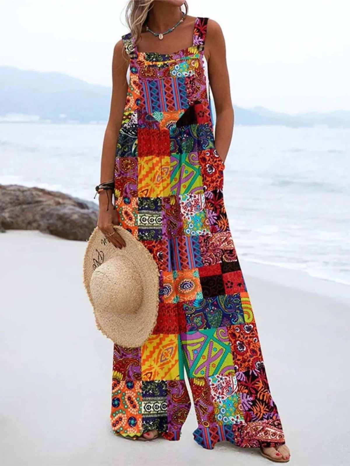 Trendsi - Full Size Floral Wide-Leg Overalls Plus Size