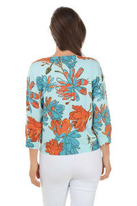 Tribal - 3/4 Sleeve Crew Neck Sweater - blouses - blue - clothing