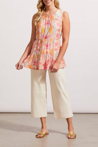 Tribal - Audrey Button Fly Wide Leg Capri Pants - beige - capris - clothing