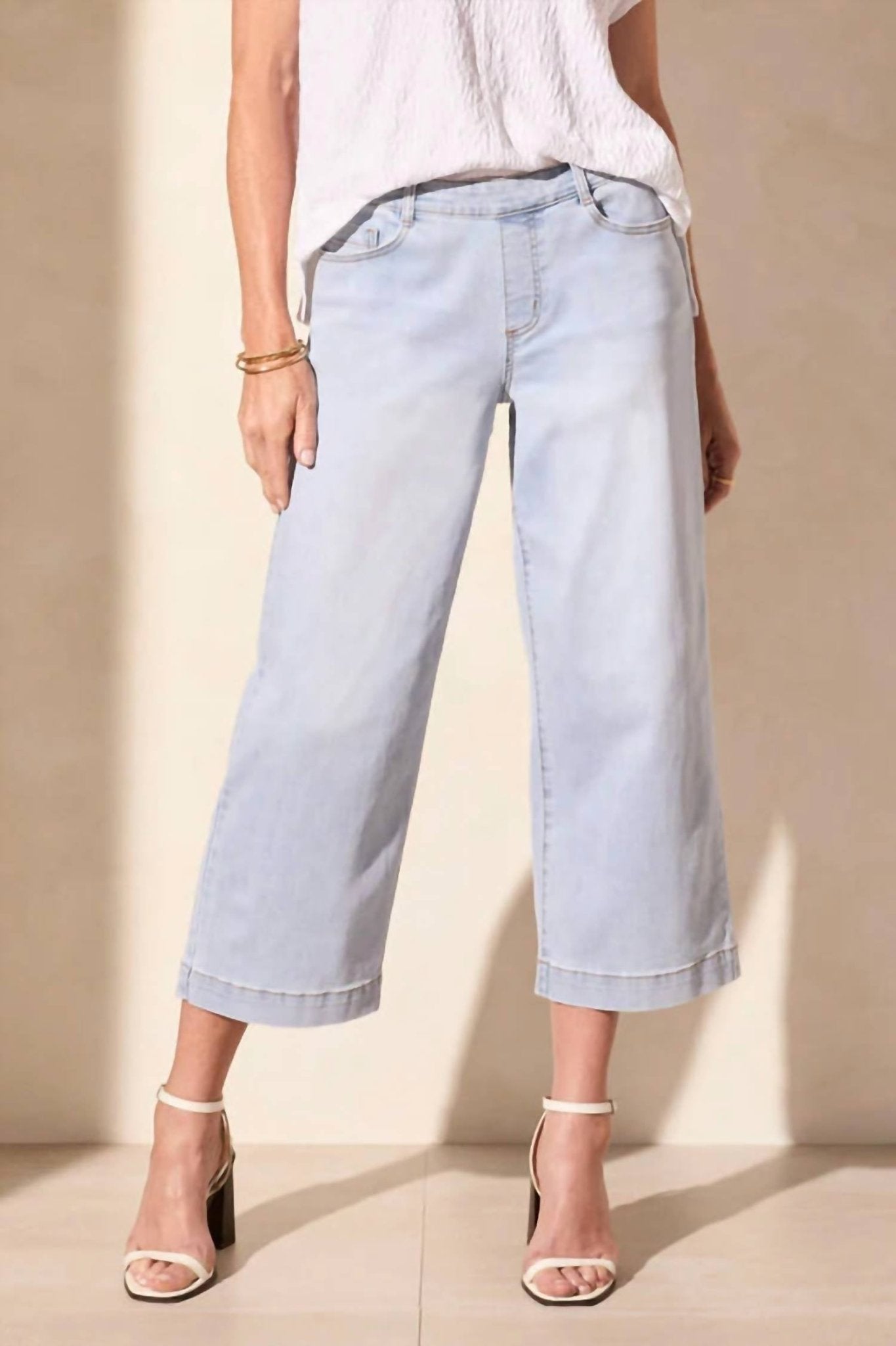 Tribal - Audrey Comfort Stretch Pull On Wide Leg - blue - clothing - cotton - blend