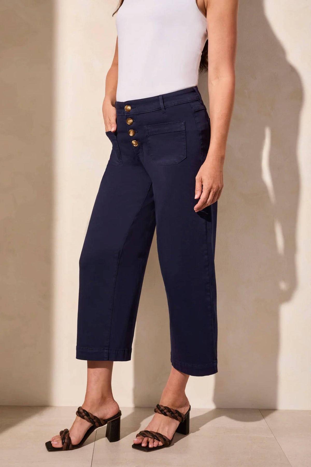 Tribal - Audrey Hugging Wide Crop Button Fly Pants